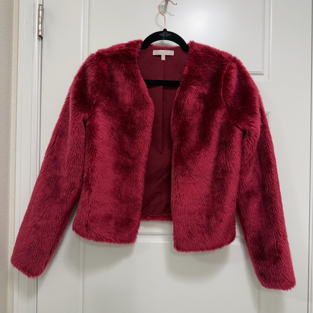 Wayf Women's Teddy Jacket in Deep Burgundy Red